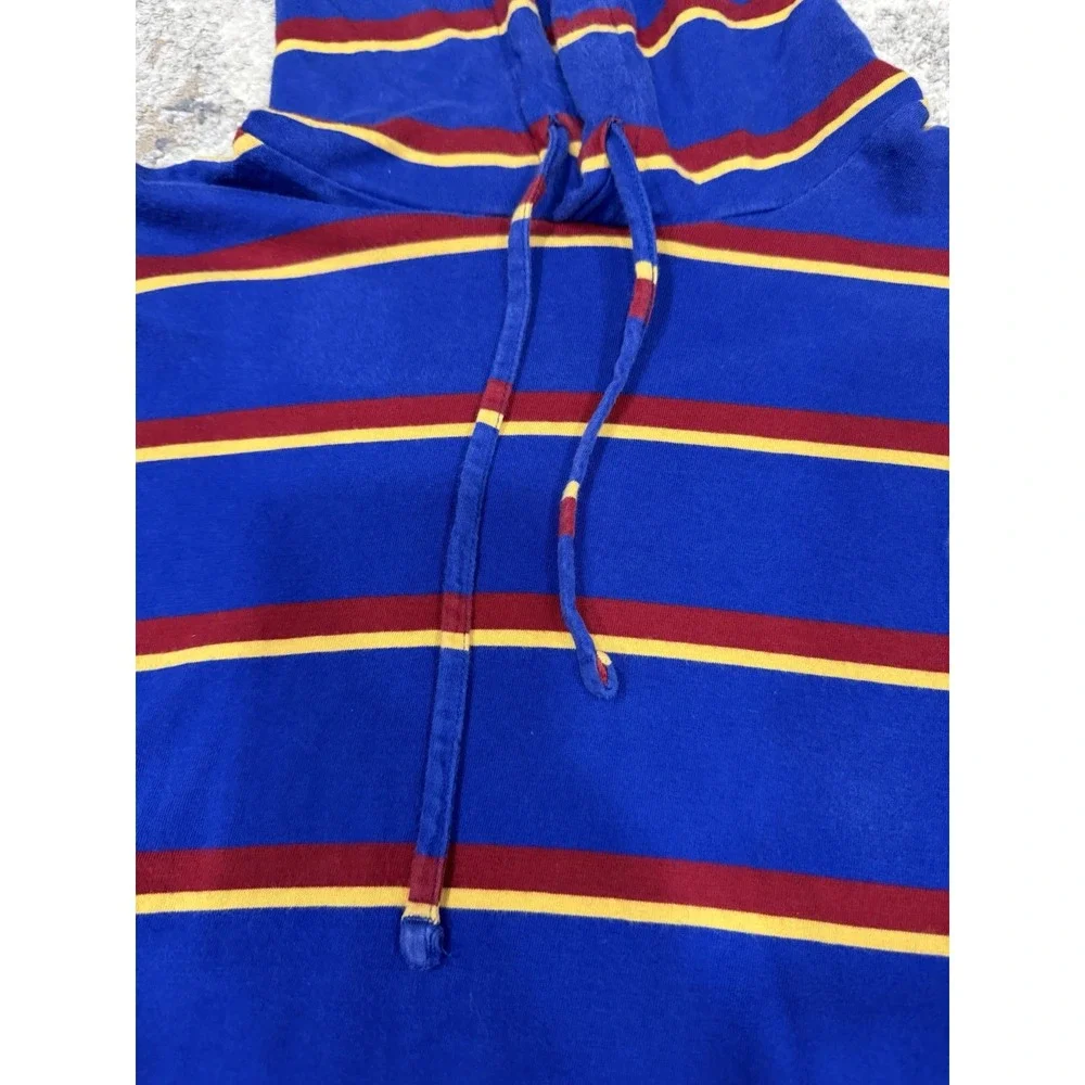 Polo Ralph Lauren Hoodie Long Sleeve Blue Red Yellow Stripe Hooded Tee Shirt Med